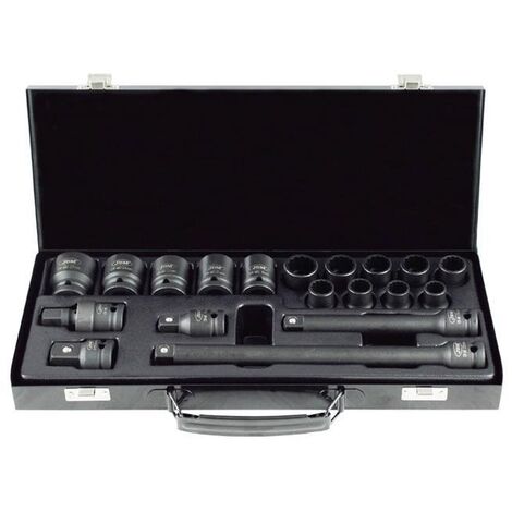 SET DE 19 PIEZAS DE IMPACTO DE 1/2" CON 14 VASOS DE 12 CANTOS + ADAPTADORES JBM