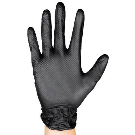 JBM54177 Guantes negros desechables de nitrilo talla M 7,0 mil (100 uds.) textura diamante