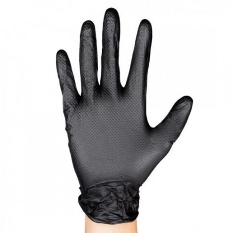 JBM54179 Guantes negros desechables de nitrilo talla XL 7,0 mil (90 uds.) textura diamante