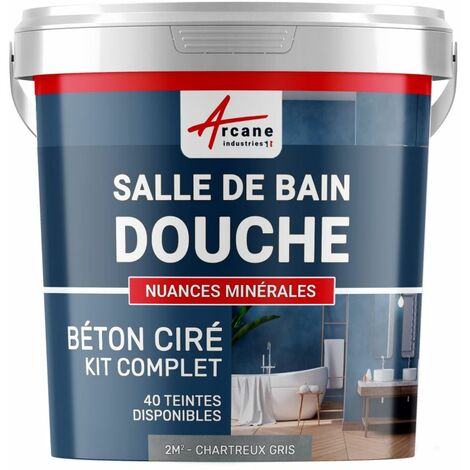 BETON CIRÉ: Kit BETONBESCHICHTUNG | KUNSTHARZ-BETON  Badezimmer begehbare Dusche - Wasserdichte Beschichtung - Blau-Grau - 2 m²-Kit (2 Schichten)