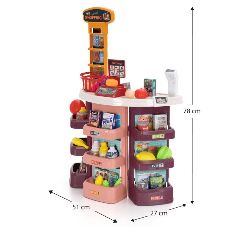 Supermarkt Spielzeug Robincool Market 51x27x78 cm mit Waage und Scanner mit  Licht und Klang Zubehör Inklusive