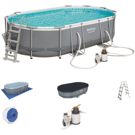 Aufstellpool KomplettSet Bestway Power Steel Oval 488x305x107 cm