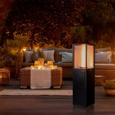 Outdoor Pelletofen Kekai Capri 35,5x35,5x137 cm Leistung 17200 W und Heizfläche 12,5 m2  Schnellzündung  Räder