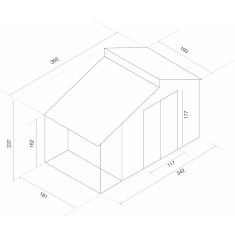 Gartenhaus aus Metall Gardiun Marlow mit Veranda 6,85 m² Außenfläche 355x193x237 cm Verzinkter Stahl Grau Anthrazit