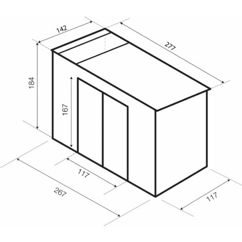 Gartenhaus aus Metall Gardiun Rutland 3,93 m² Außenfläche 142x277x184 cm Verzinkter Stahl Silver/Weiß
