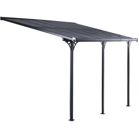 Wandpergola Gardiun Elliot - 11 m² 435x254x220/260 cm Aluminium und Polycarbonat (1/4)
