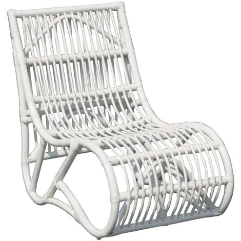 Gartensessel aus natürlichem Rattan – Weiß – 61x94x85 cm – für Innen- und Außenbereich – ohne Armlehnen – 120 kg Tragkraft – Chillvert (1/6)
