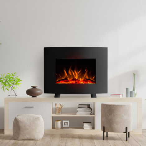 Elektro Wandkamine 2000W Kekai Iowa 55x22x43 cm mit Feuersimulation Schwarz mit Fernbedienung für Innenbereich