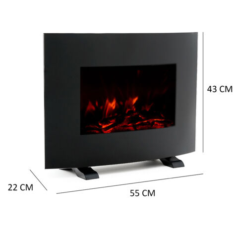 Elektro Wandkamine 2000W Kekai Iowa 55x22x43 cm mit Feuersimulation Schwarz mit Fernbedienung für Innenbereich