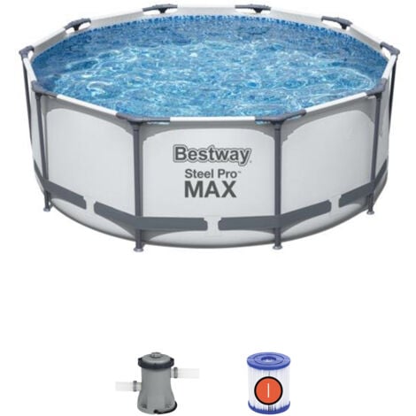 Aufstellpool-Set BESTWAY Steel Pro Max 305x100 cm mit Kartuschenreiniger  und Leiter | Swimmingpools