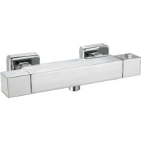 Duschmischbatterie K2O Chillout Relax 26,2x6,3x7,1 cm Quadratisches Design aus Chrom-Messing mit Thermostatarmatur und 2 Griffen