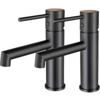2er-Pack K2O Lusso Zen 16,5x5x18,5 cm Mattschwarz mit Einhebelmischer, integriertem Luftsprudler und Keramik-Kartuschenmechanik