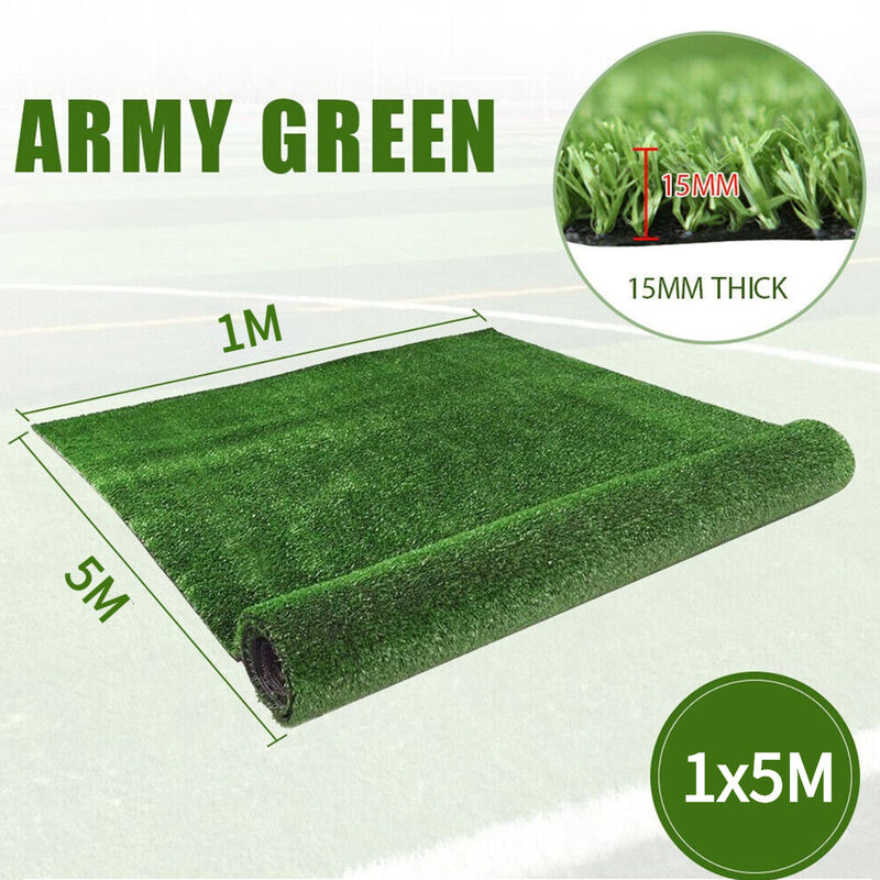 3.3x16.4ft 1x5m Artificial Grass Fake Turf Synthetic Landscape Faux Lawn  Patio Mat Garden