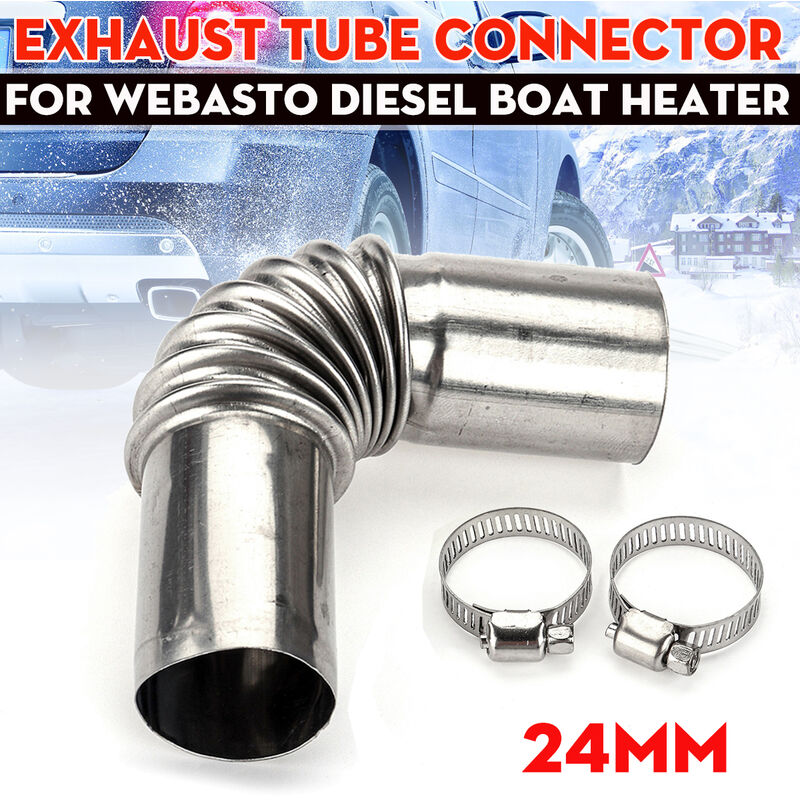 24mm Exhaust Pipe Tube Elbow Connector Diesel Heater With Clamps For  Eberspacher