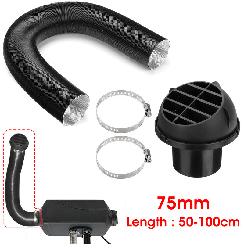 75mm Diesel Heater Duct Hose Pipe Warm Air Vent Outlet Rotatable Black For  Car @
