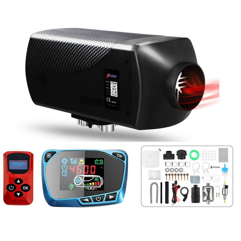 12V 5-8KW Diesel Air Heater For Motorhome Truck Exhaust Pip Muffer Filter  Black 2