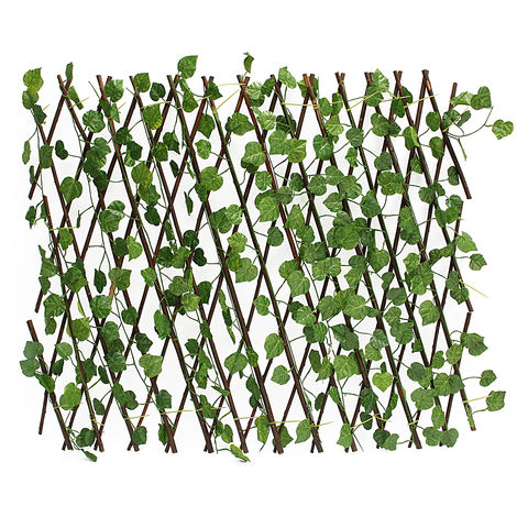 200*70cm Long Trellis Fence Expands w/ Artificial Ivy Leaf UV Protected Garden