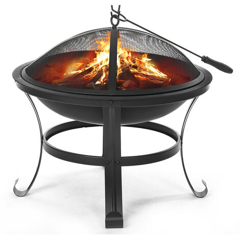 Fire Pit Bbq Grill Patio Garden Bowl, Hampton Bay Crossfire 29 50 In Steel Fire Pit With Cooking Grate