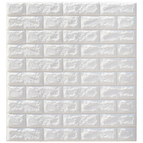10 Pcs/set 3D Wallpaper Tile Wall Sticker Waterproof Foam Panel 70X77CM White