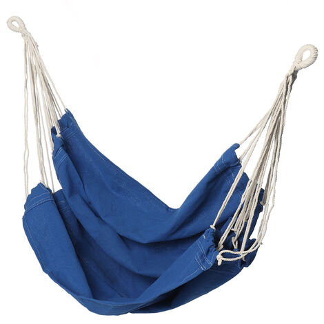 Portable Hanging Hammock Chair Swing Thicken Porch Seat Blue Without Pillow