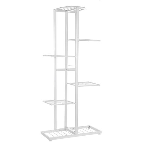 6 Tier Metal Plant Stand Outdoor Indoor Flower Pot Display Rack Ladder Shelf White 105x46x21cm