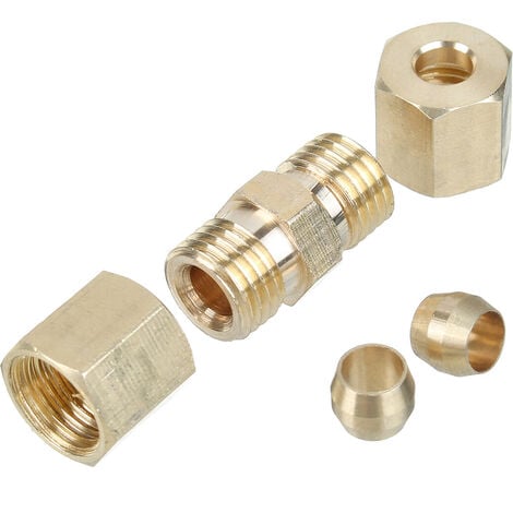 5PCS Brass Compression Fitting Straight Connector 3/16'' Hydraulic Brake  Line Union