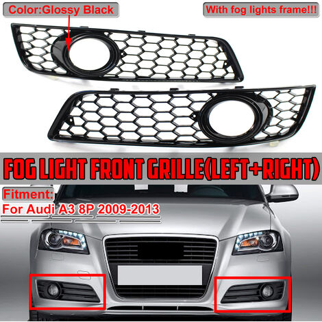 2pcs Front Bumper Fog Light Lamp Grille Cover Honeycomb Mesh