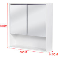 White Bathroom Wall Cabinet & Cupboard 2 Double Half Door Storage with Mirror