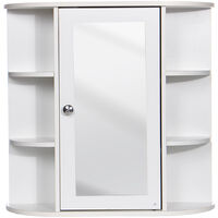 White Mirror Bathroom Wall Cabinet Storage Cupboard Shelf with Mirrored Door
