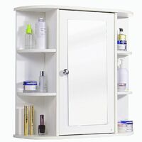 White Mirror Bathroom Wall Cabinet Storage Cupboard Shelf with Mirrored Door