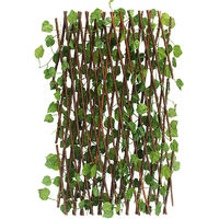 200*70cm Long Trellis Fence Expands w/ Artificial Ivy Leaf UV Protected Garden