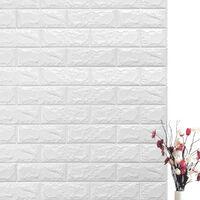 10 Pcs/set 3D Wallpaper Tile Wall Sticker Waterproof Foam Panel 70X77CM White