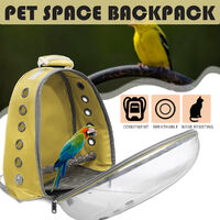 Pet Parrot Backpack Carrier Easy Carry Stands Wooden Bird Travel Bag Cage yellow