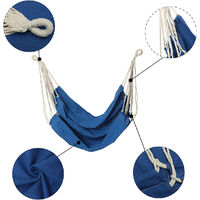 Portable Hanging Hammock Chair Swing Thicken Porch Seat Blue Without Pillow