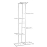 6 Tier Metal Plant Stand Outdoor Indoor Flower Pot Display Rack Ladder Shelf White 105x46x21cm