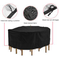 Round Cover Outdoor Waterproof Garden Furniture Covers Black D140cm x H110cm