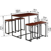 Bar Table and 4 Stools Set Breakfast Dining Table Kitchen Brown
