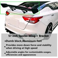 57'' 145cm Universal Car 3D 3DI GT Adjustable Rear Racing Trunk Spoiler Wing Set
