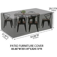 Black Garden Patio Table Cover Waterproof Dustproof Outdoor Furniture Table and Chairs Shelter