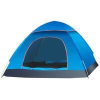 2-3 Person Family Dome Tents 2 Door Auto Camping Hiking Beach Garden Tent(Blue)