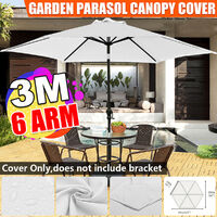 1pcs 3M 6-Arm Garden Parasol Canopy Cover Replacement Fabric Cover only (Light grey)