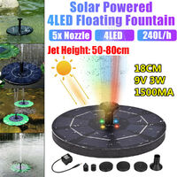 LED Lights Solar Powered Fountain Water Pump Night Floating Garden Birdbath
