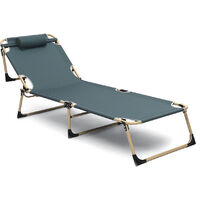 Grey Portable Single Folding Bed Home Office Outdoor Sun loungers Recliner Chair