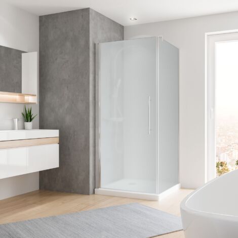 Duschkabine Dusche Drehtür mit Seitenwand 90x90 Eckdusche satiniert chromoptik