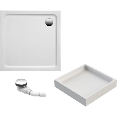Schulte Duschwanne Adria - aus hochwertigem Sanitäracryl, Komplett Set inkl. Wannenträger und Ablauf, Farbe: Weiß, Größe: 90 x 90 cm