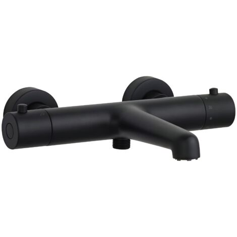 SCHÖNER WOHNEN-Kollektion Wannenthermostat DICU, Badewannenarmatur mit Thermostat Verbrühschutz, Mischbatterie für Badewanne, Mattschwarz