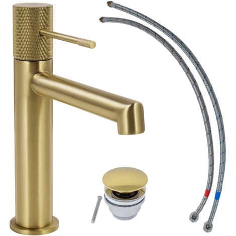 SCHÖNER WOHNEN-Kollektion Waschtischarmatur KADIA M, Wasserhahn geeignet für wandhängende Waschbecken in Ihrem Bad, Mattgold