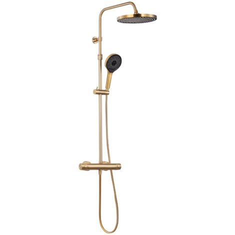 SCHÖNER WOHNEN-Kollektion Duschsystem GLAIA mit Thermostat, Duscharmatur Komplettset mit Regendusche, Mattgold (1/3)