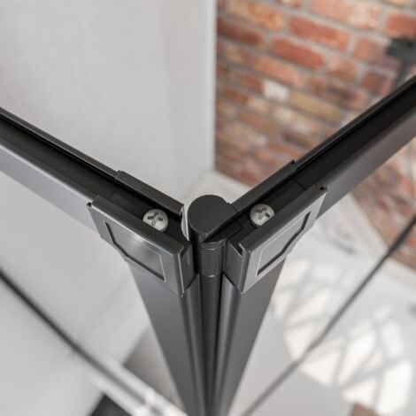 Schulte Duschwand Smart 2-teilig faltbar, inkl. Klebe-Montage - Breite: 87 cm, Höhe: 121 cm, Glas: 3 mm Sicherheitsglas Klar Hell, Profil: Matt Schwarz