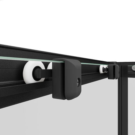 Schulte Duschkabine Sunny Eckeinstieg mit Schiebetüren, variabel von 75 - 90 cm, 180 cm, Montage auf Duschwanne oder Fliese, Profilfarbe Mattschwarz, 4 mm Sicherheitsglas (ESG) Dekor Depoli light